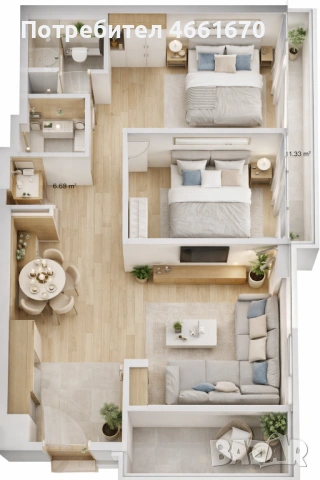 Тристаен апартамент в Южен