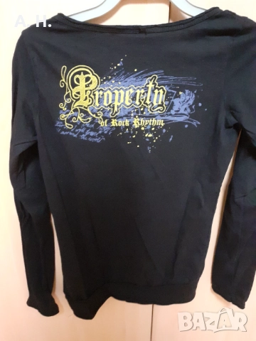 Черна памучна блуза с щампа