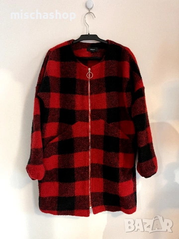 Карирано палто Zebra - XS/S р-р, снимка 2 - Палта, манта - 53414775