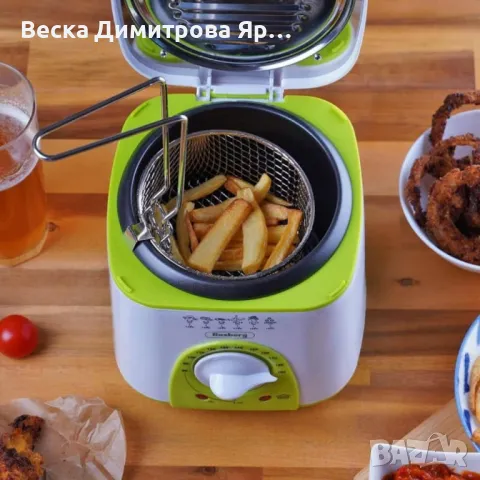 Фритюрник мини Rosberg, 1 литър, 950W, 80-190 C, Бял/зелен - 24 МЕСЕЦА ГАРАНЦИЯ, снимка 6 - Фритюрници - 48998509