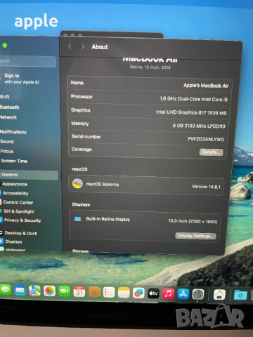13" Core i5 MacBook Air А1932 (2019) Space Grey, снимка 9 - Лаптопи за работа - 52047927