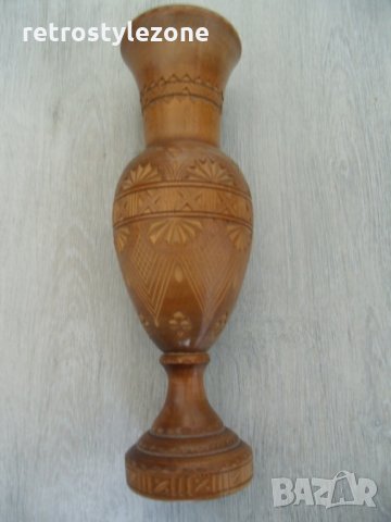 № 5244  стара дървена ваза  , снимка 1 - Антикварни и старинни предмети - 32587521