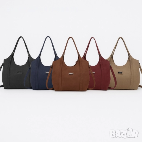 Дамска чанта от еко велур и к. – елегантен и практичен модел (бордо)