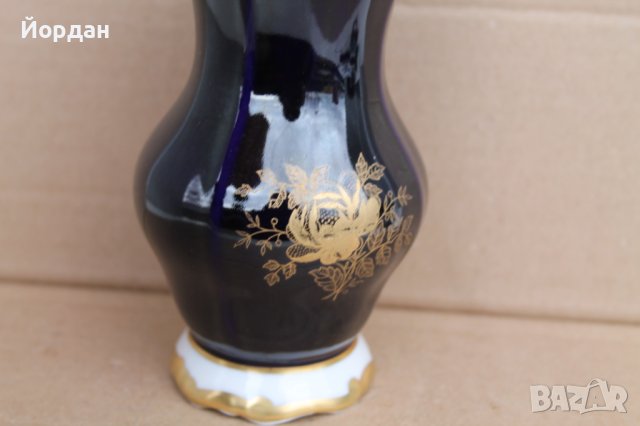 Порцеланова немска ваза цвят кобалт, снимка 6 - Антикварни и старинни предмети - 44050184
