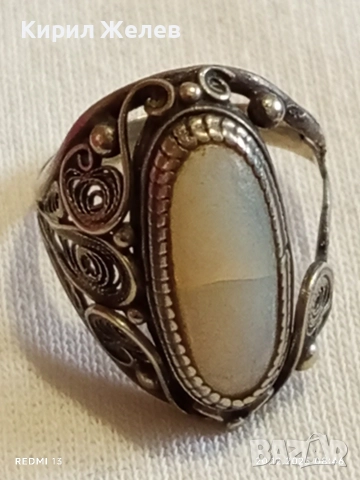 Сребърен пръстен филигранна изработка с камък ОПАЛ майсторска ръчна изработка 31616, снимка 8 - Пръстени - 52854371