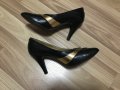 Елегантни обувки със Златна декорация Естествена кожа Официални обувки на ток, снимка 1