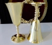 Бронзови чаши за вино 250 мл.,лози,грозде,позлата. , снимка 3