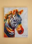 "Цветна зебра" Картина 40х50 см, Маслена живопис с шпакла, снимка 2