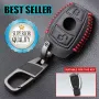 Луксозен кожен предпазен калъф за автомобилни ключове на Мерцедес Бенц от естествена кожа ключодържа, снимка 2