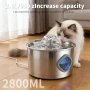 Нов Котешки фонтан 2.8L от неръждаема стомана с тиха помпа за вода котка, снимка 2
