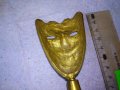 Стара АЗИАТСКА ФОЛКЛОРНА ТРАДИЦИОННА БРОНЗОВА МАСКА ЦВЕТЕН ЕМАЙЛ РЪЧНА ХУДОЖЕСТВЕНА ИЗРАБОТКА 42692, снимка 4