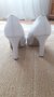 Нови Бели отворени обувки токчета на панделка естествена кожа, снимка 4