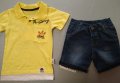 Комплект за бебе момче в жълто с дънки, снимка 1 - Комплекти за бебе - 32865487