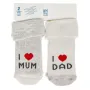 Бебешки чорапи сиво меланж и бяло I LOVE MUM  DAD - 2 чифта S_1231370, снимка 2