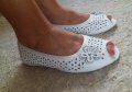 Бели равни обувки от естествена кожа  - 36 номер , снимка 2