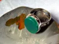 АВТОРСКИ СКЪПОЦЕНЕН СРЕБЪРЕН ПРЪСТЕН СРЕБРО 800 с ШЛИФОВАН ЗЕЛЕН ОНИКС и ЩЕМПЕЛ на ЮВЕЛИРА 47966, снимка 9