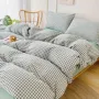 Комплект спално бельо Ruccit Green Gingham, 3 части, затваряне с цип, ъглови връзки, снимка 5