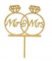 Mr Mrs в диамантени пръстени халки златен твърд Акрил топер украса табела за сватбена сватба торта, снимка 2