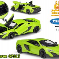 McLaren 675LT зелен мащабен модел 1:24 Welly, снимка 1 - Колекции - 35423797