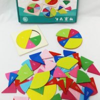 Фракционен диск. Fraction disc Дървена игра геометрия за деления и обучение, снимка 1 - Образователни игри - 36584842