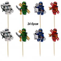 Лего Нинджаго Ninjago 24 бр топери клечки за мъфини кексчета декорация парти, снимка 1 - Други - 26598194
