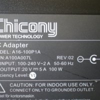 Зарядно за лаптоп: Chicony A16-100P1A, 100W 20V 5A 5.5x2.5mm, снимка 3 - Кабели и адаптери - 43118660
