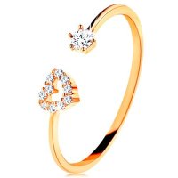 9К златен пръстен с цирконий сърце , снимка 1 - Пръстени - 43249798