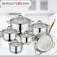 Комплект тенджери и тиган Royalty Line RL-1231G, 12ч.,16К/16/18/ 20/24/24Tсм.,, снимка 2 - Съдове за готвене - 44895477