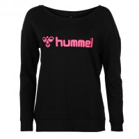  Спортна блузка с дълъг ръкав ” Hummel ” в черно с щампа в розово-,внос от Англия, снимка 1 - Спортни екипи - 28363188