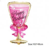 Голяма розова чаша Happy Birthday фолио фолиев балон хелий или въздух парти рожден, снимка 1 - Други - 27441720