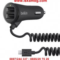 Зарядно за кола BELKIN 12V - 2 USB порта + Lightning кабел, 2.4A/12W, снимка 5 - Аксесоари и консумативи - 28440242