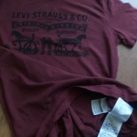 Levi's Burgundy Crew Neck Logo T-Shirt - страхотна мъжка тениска, снимка 9 - Тениски - 33634651
