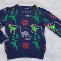 Коледен пуловер с динозаври H&M 4-6 години, снимка 1 - Детски пуловери и жилетки - 27415912