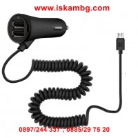 Зарядно за автомобил кола BELKIN с 2 USB порта - Apple iPhone Samsung, снимка 3 - Зарядни за кола - 26970175