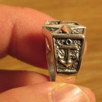Стар мъжки сребърен пръстен с котва - морски за ценители, моряци и колекционери . , снимка 1 - Пръстени - 27109734