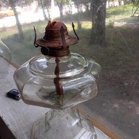 Стъклена газена лампа, снимка 3 - Антикварни и старинни предмети - 40549974