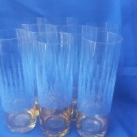 Ретро водни чаши, синя посипка, калиево стъкло – 6 бр, снимка 7 - Антикварни и старинни предмети - 38580581