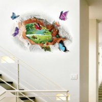 3D Дупка с пеперуди водни лилии жабка стикер за стена лепенка самозалепващ за стая декор, снимка 2 - Други - 27151867