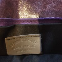 Италианска чанта от естествена кожа цвят патладжан/лилав , снимка 4 - Чанти - 38788846