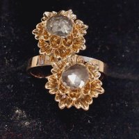 Стар дамски златен пръстен с диаманти, снимка 1 - Пръстени - 43574682