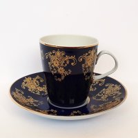 1970 г. LICHTE – Кобалт и злато НЕМСКИ порцелан сервиз за кафе чаши чинии , снимка 8 - Други ценни предмети - 43687020