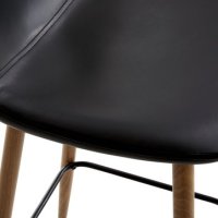 Бар стол от черна изкуствена кожа/цвят дъб, снимка 2 - Столове - 43675646