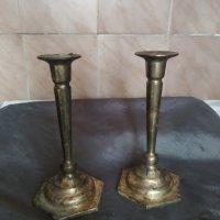 два бронзови свещника, снимка 1 - Антикварни и старинни предмети - 32507445