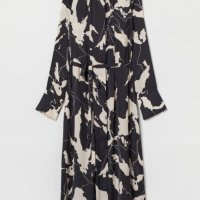 H&M - XL,XXL Чудесна дълга рокля в цвят екрю и черно, снимка 2 - Рокли - 43112853