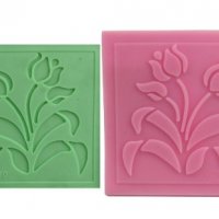 Лалета в квадрат силиконов молд отпечатък фондан украса декор бисквитки и сапун., снимка 1 - Форми - 28654259