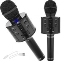 Безжичен микрофон за караоке с Bluetooth, черен, снимка 1 - Микрофони - 44004663