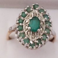 Дамски златен 18к пръстен с изумруди/бяло злато/Златна златни, снимка 3 - Пръстени - 40309185