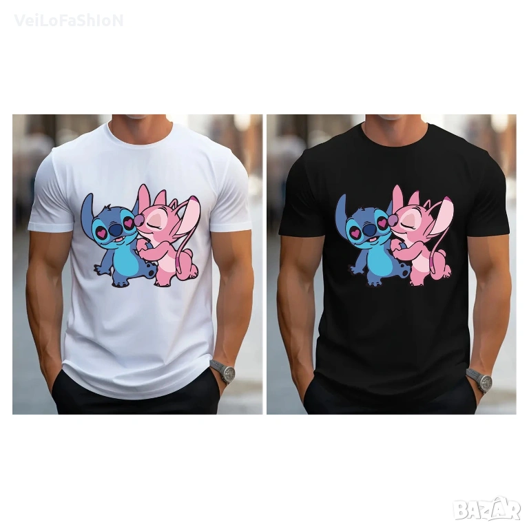 Нова мъжка тениска с героите Стич и Ейнджъл (Stitch & Angel), снимка 1