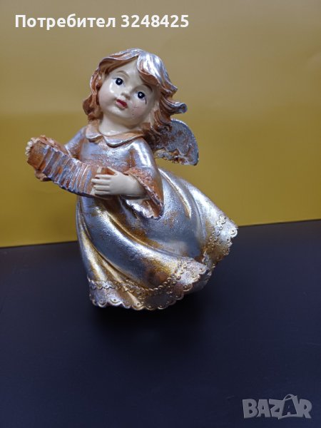 Ангел  ГОЛЯМ от висококачествен полирезин ,  цвят- меланж от сребро, мед, злато., снимка 1