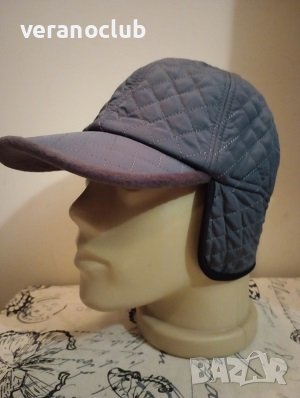 Сива зимна шапка с козирка и с ушички Мъжка, снимка 1